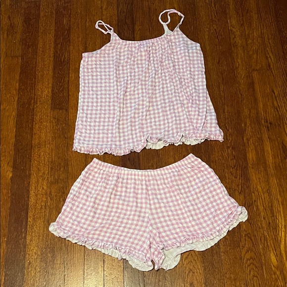 Charming Pink Checkered Women's Pajama Set - Picture 1 of 5